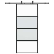 Плъзгаща се врата с комплект обков Черно 90x205 cm