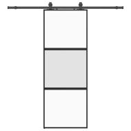 Плъзгаща се врата с комплект обков Черно 76x205 cm