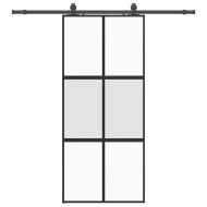 Плъзгаща се врата с комплект обков Черно 90x205 cm