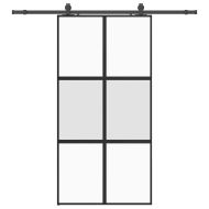 Плъзгаща се врата с комплект обков Черно 102,5x205 cm