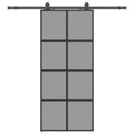 Плъзгаща се врата с комплект обков Черно 90x205 cm