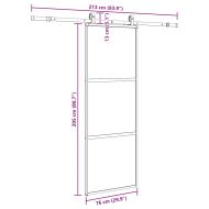 Плъзгаща се врата с комплект обков Черно 76x205 cm