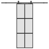 Плъзгаща се врата с комплект обков Черно 76x205 cm