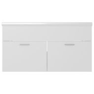 Шкаф за баня с вградена мивка, бял, инженерно дърво