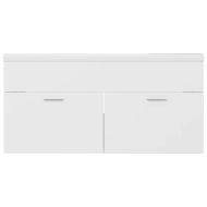 Шкаф за баня с вградена мивка, бял, ПДЧ