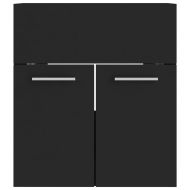 Комплект мебели за баня, черен, ПДЧ