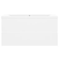 Шкаф за баня с вградена мивка, бял, инженерно дърво