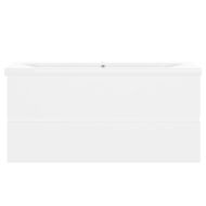 Шкаф за мивка с вградено корито, бял, инженерно дърво