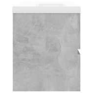 Шкаф за баня с вградена мивка, бетонно сив, инженерно дърво