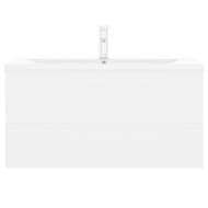 Шкаф за баня с вградена мивка, бял, инженерно дърво