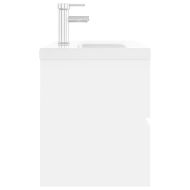 Шкаф за баня с вградена мивка, бял, инженерно дърво