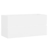 Шкаф за баня с вградена мивка, бял, инженерно дърво