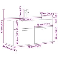 Шкаф за мивка за баня с вградена мивка и смесител Бетон сив