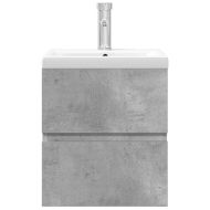 Комплект мебели за баня от 2 части бетонно сив инженерно дърво