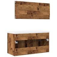 Комплект мебели за баня от 3 части старо дърво инженерно дърво