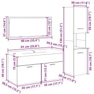 Комплект мебели за баня от 4 части старо дърво инженерно дърво