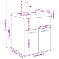 Шкаф за мивка с вграден умивалник и смесител Дъб артизан