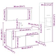 Комплект мебели за баня от 4 части старо дърво инженерно дърво