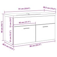 Шкаф за баня Черния дъб 90 x 38,5 x 46 cm Инженерно дърво