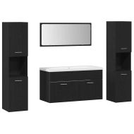 Комплект мебели за баня с рафт 4 pcs Черния дъб Инженерно дърво