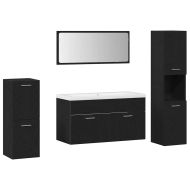 Комплект мебели за баня с рафт 5 pcs Черния дъб Инженерно дърво