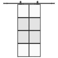 Плъзгаща се врата с комплект обков Черно 90x205 cm