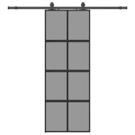 Плъзгаща се врата с комплект обков Черно 76x205 cm