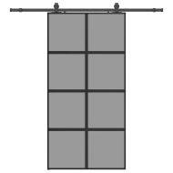 Плъзгаща се врата с комплект обков Черно 102,5x205 cm