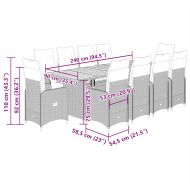 Градински бистро комплект с възглавници 9 части черен полиратан