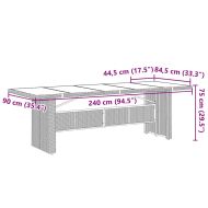 Градински бистро комплект с възглавници 9 части черен полиратан