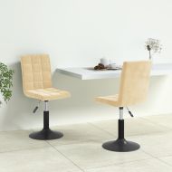 Въртящи трапезни столове, 2 бр, кремави, кадифе