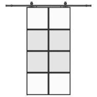 Плъзгаща се врата с комплект обков Черно 102,5x205 cm