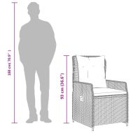 Градински трапезен комплект 5 части с възглавници сив полиратан