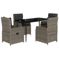 Градински трапезен комплект 5 части с възглавници сив полиратан