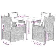 Градински трапезен комплект 5 части с възглавници сив полиратан