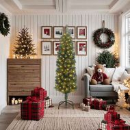 С изкуствено коледно дърво с 300 LED светодиода Зелен 180 cm