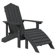 Градински стол Adirondack с табуретка, HDPE, антрацит