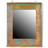 Комплект за баня от регенерирано дърво – шкаф за мивка и огледало