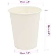 хартиени чаши за кафе 1000 бр. 8oz 200ml White