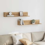 Стенни рафтове 2 бр дъб артизан 100x16,5x16,5см инженерно дърво