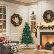 Изкуствена половин коледна елха със стойка, зелена, 150 см, PVC