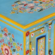 ТВ шкаф, син, 110x30x40 см, масивно мангово дърво