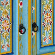 ТВ шкаф, син, 110x30x40 см, масивно мангово дърво