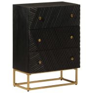 Скрин с чекмеджета черен 55x30x76 см манго дърво масив и желязо