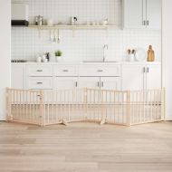 Сгъваема преграда за кучета с врата 4 панела 320 см Масивна ела