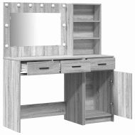 Тоалетка с огледални светлини с рафт 2 pcs Сив Инженерно дърво