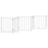 Сгъваема преграда за кучета с врата 6 панела 300 см Масивна ела