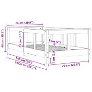 Рамка за детско легло, 70x140 см, масивна борова дървесина