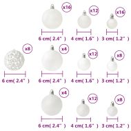 Комплект коледни топки, 100 бр, бели