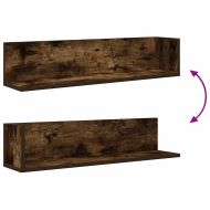 Стенни рафтове 2 бр опушен дъб 75x16,5x16,5 см инженерно дърво
